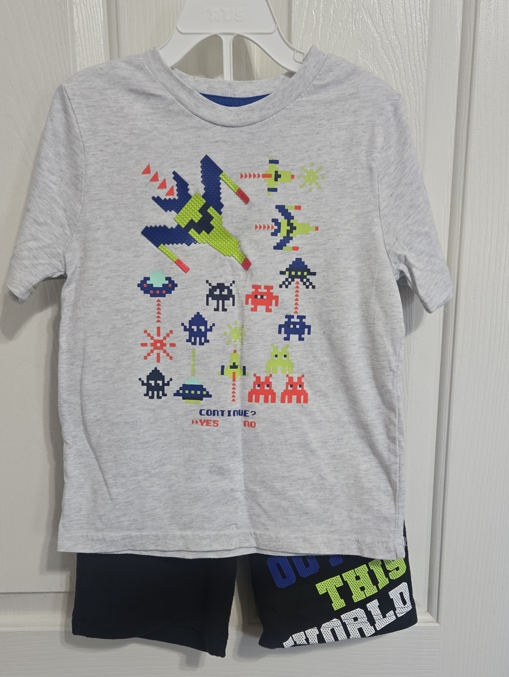 Garanimals boys space shirt and shorts outfit
